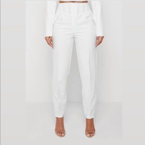 CORSET WAIST TAILORED TROUSERS - WHITE - US4, UK8